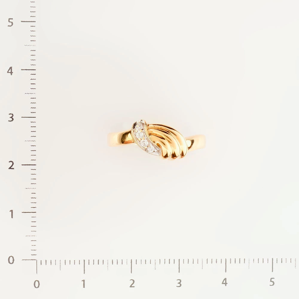 Кольцо с фианитом из красного золота 585 пробы