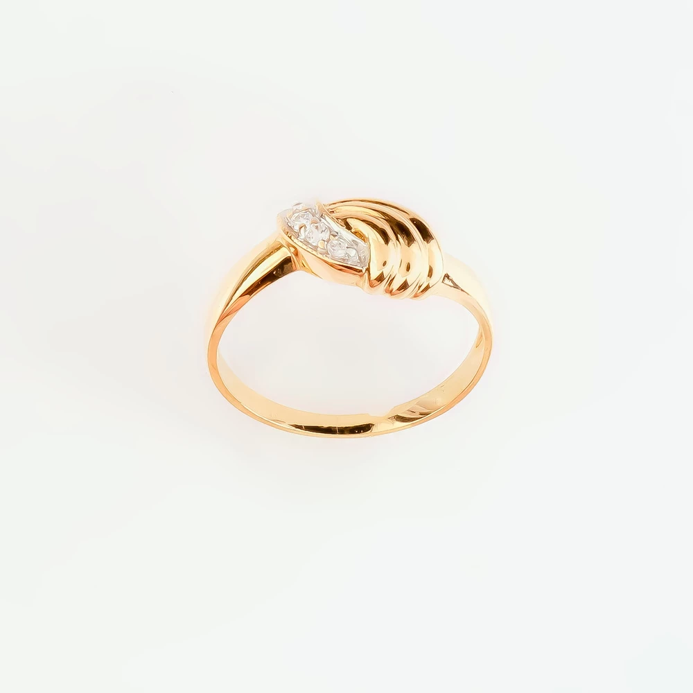 Кольцо с фианитом из красного золота 585 пробы