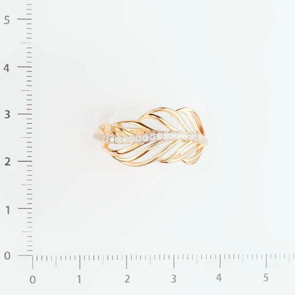 Кольцо с фианитом из красного золота 585 пробы