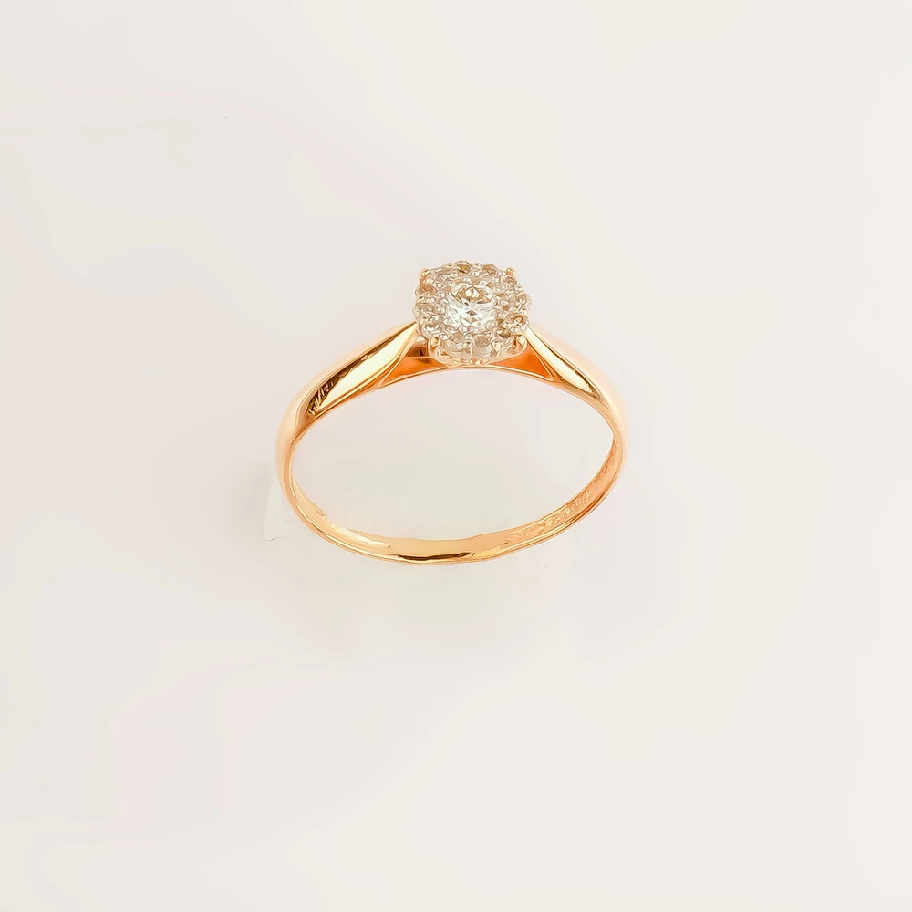 Кольцо с бриллиантом из красного золота 585 пробы