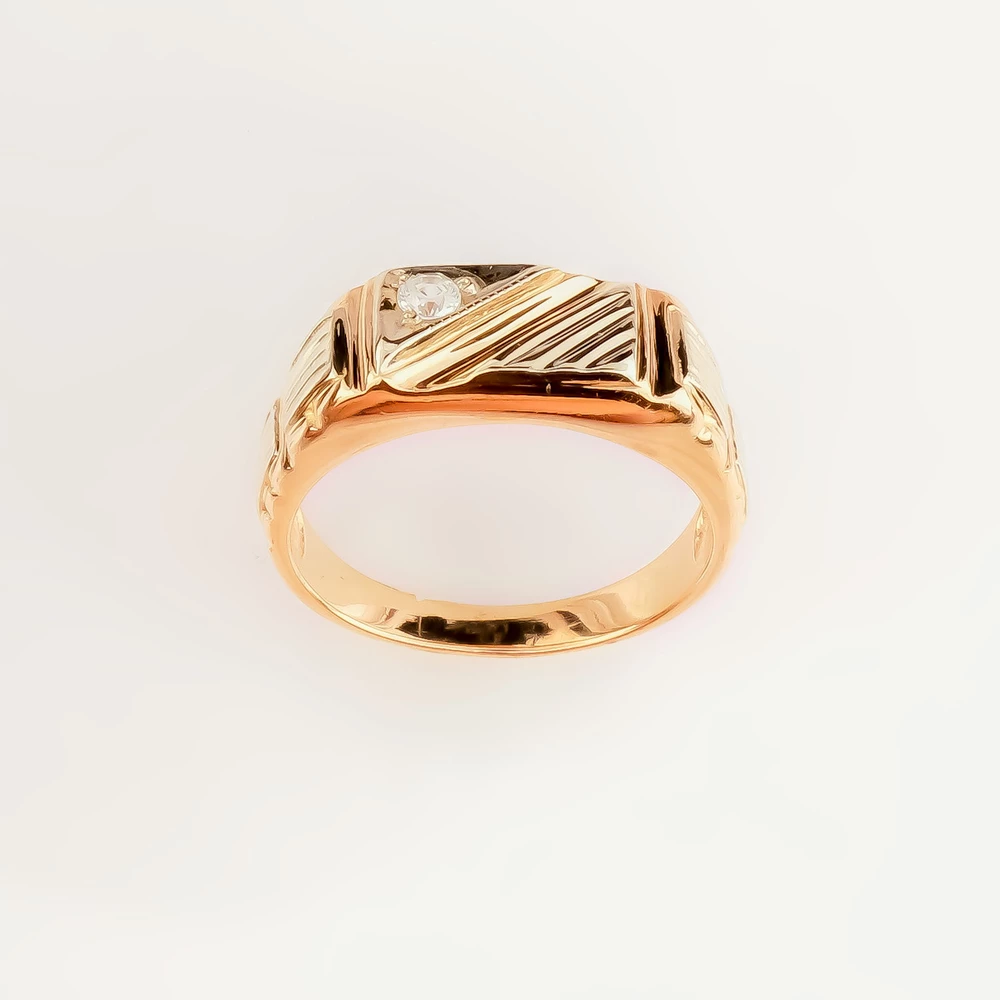 Кольцо с фианитом из красного золота 585 пробы