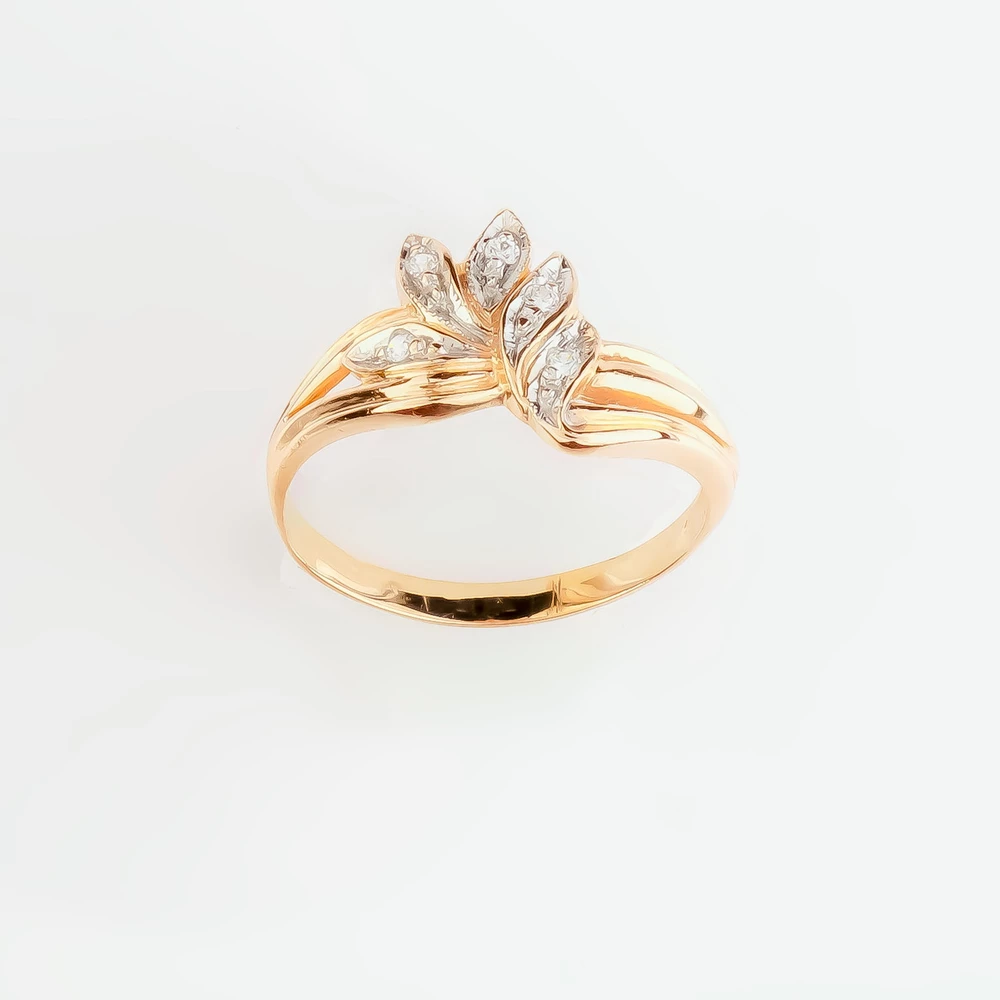 Кольцо с фианитом из красного золота 585 пробы