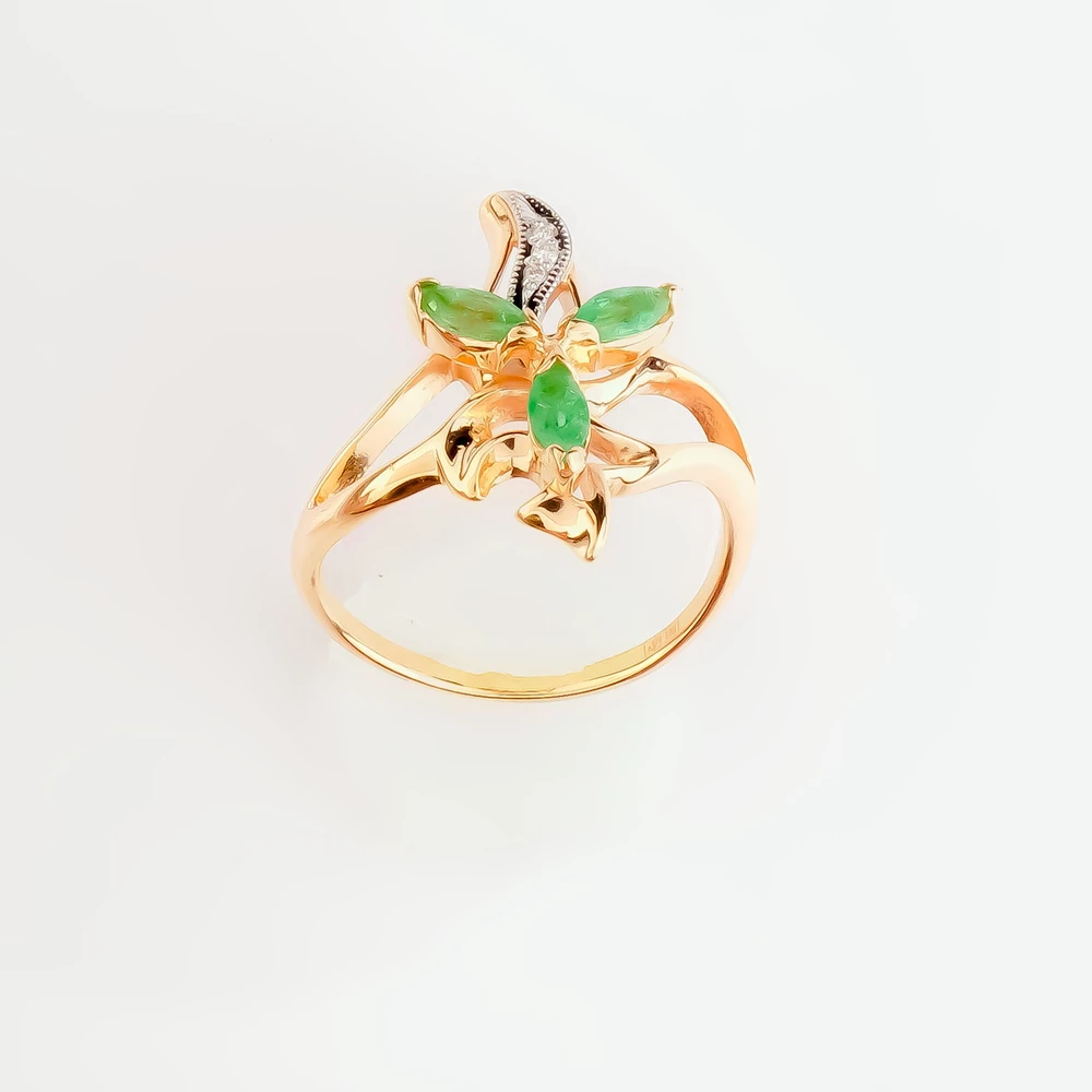 Кольцо с изумрудом из красного золота 585 пробы