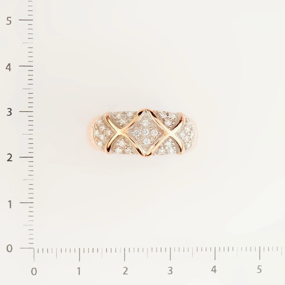 Кольцо с фианитом из красного золота 585 пробы