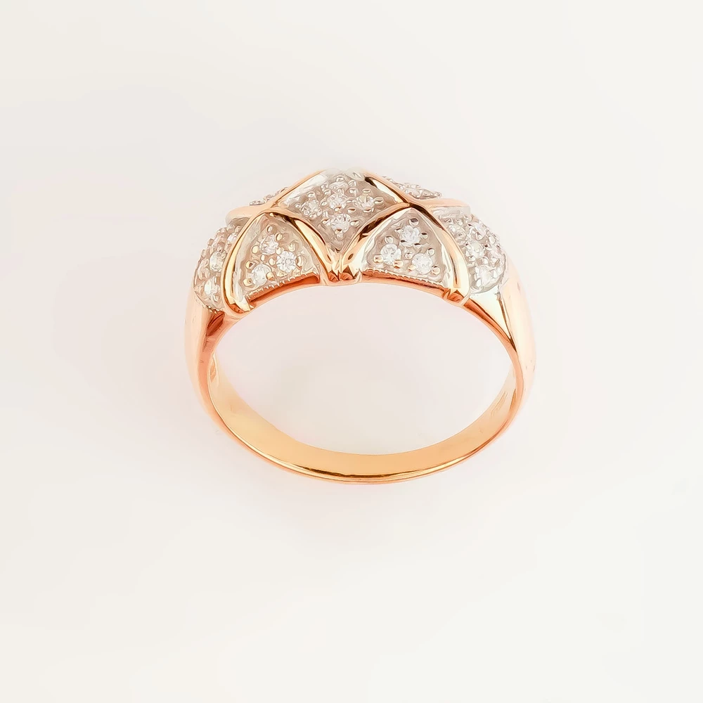 Кольцо с фианитом из красного золота 585 пробы