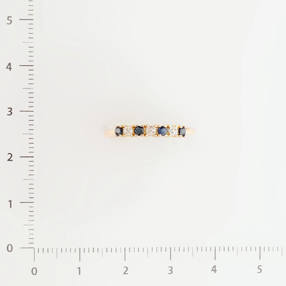 Кольцо с сапфиром синтетическим из красного золота 585 пробы