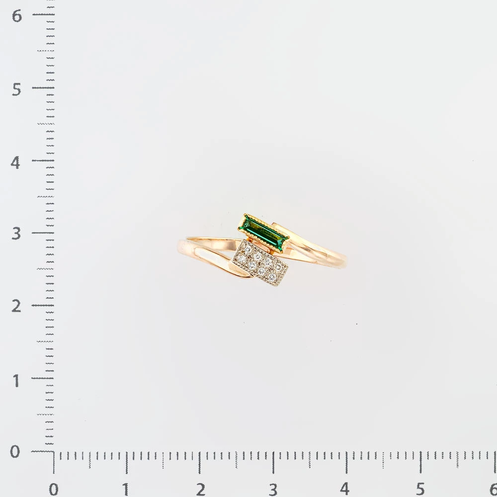 Кольцо с изумрудом синтетическим из красного золота 585 пробы