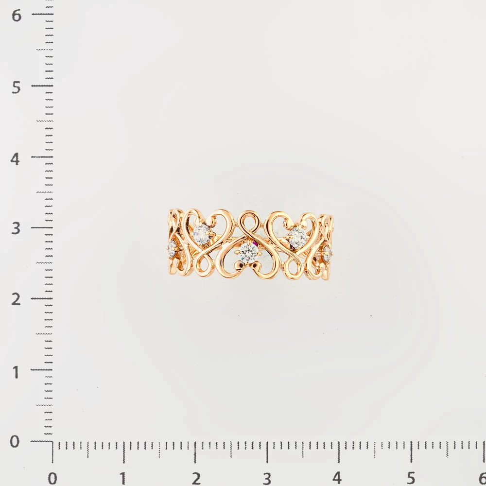 Кольцо с фианитом из красного золота 585 пробы