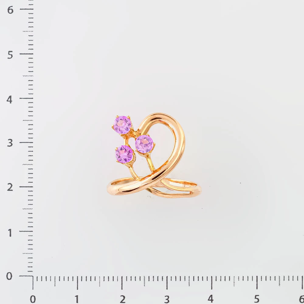 Кольцо с фианитом из красного золота 583 пробы