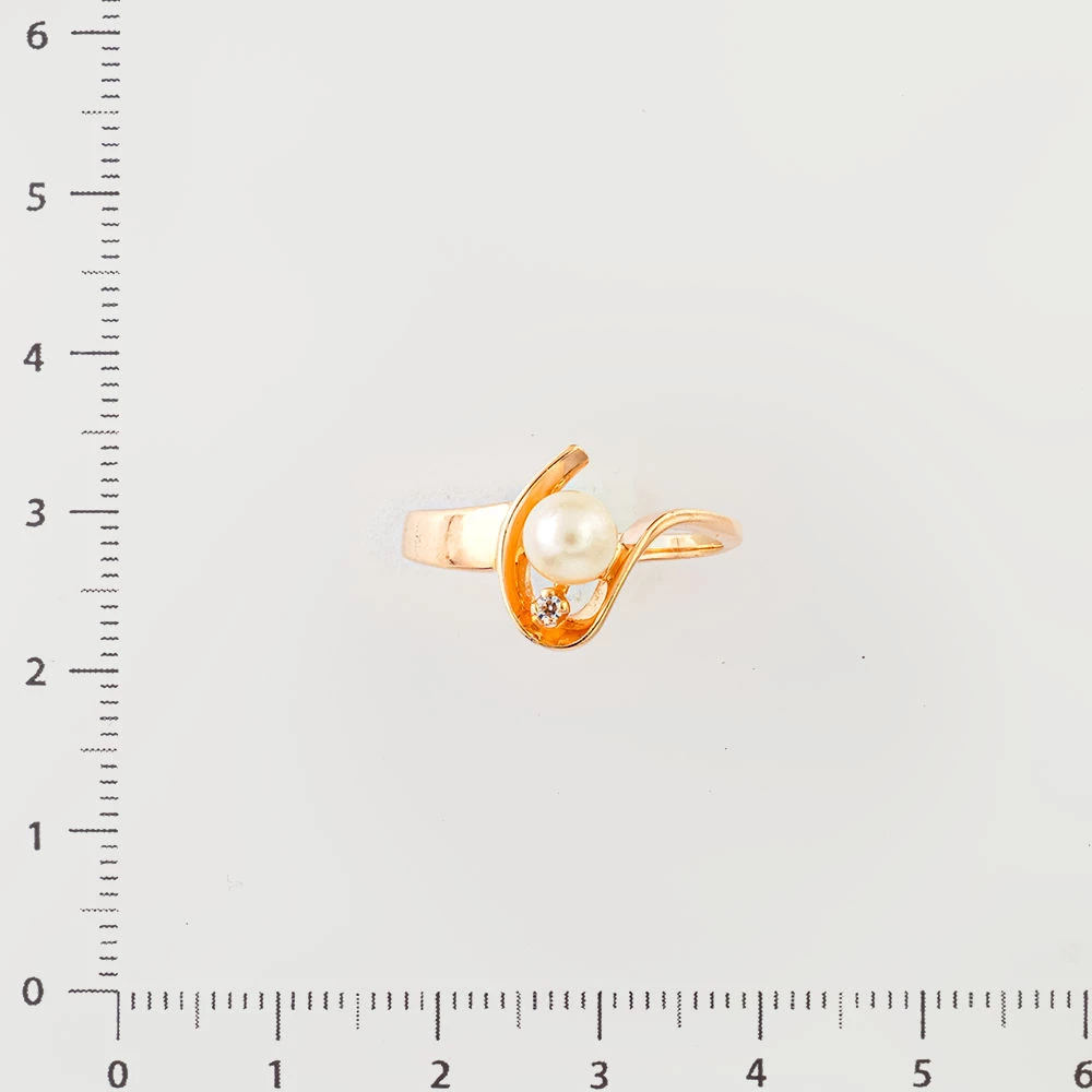 Кольцо с культивированным жемчугом из красного золота 585 пробы