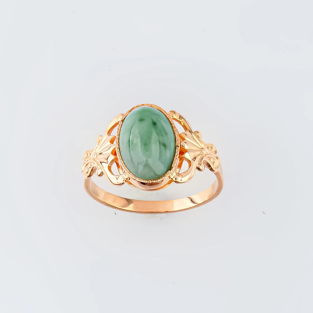 Кольцо с халцедоном из красного золота 583 пробы