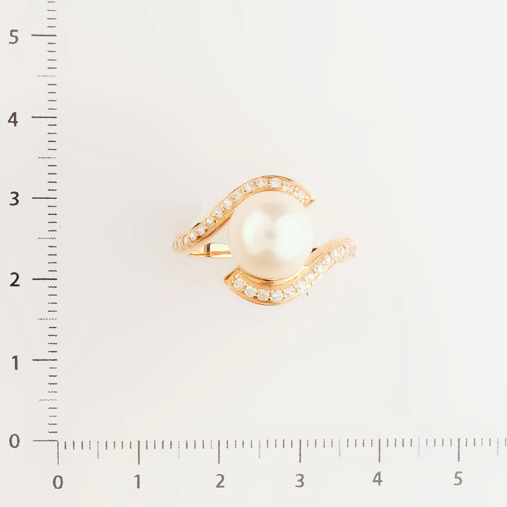 Кольцо с культивированным жемчугом из красного золота 585 пробы