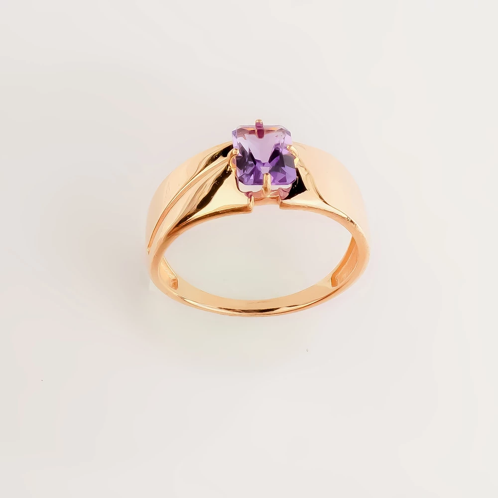 Кольцо с аметистом из красного золота 585 пробы