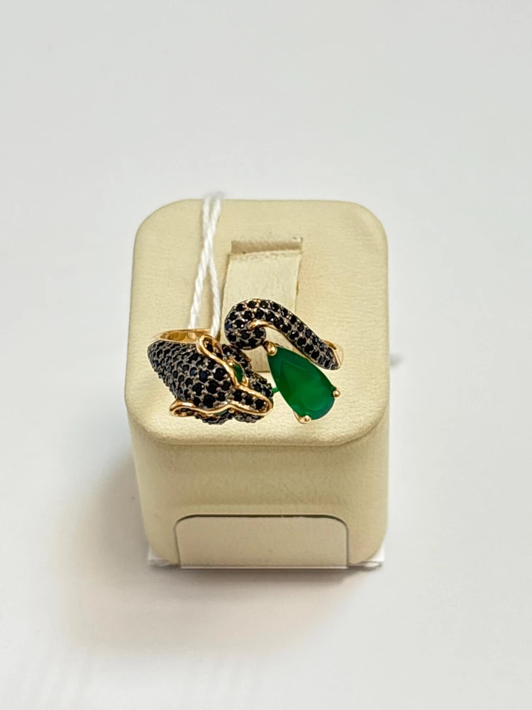 Кольцо с агатом из красного золота 585 пробы