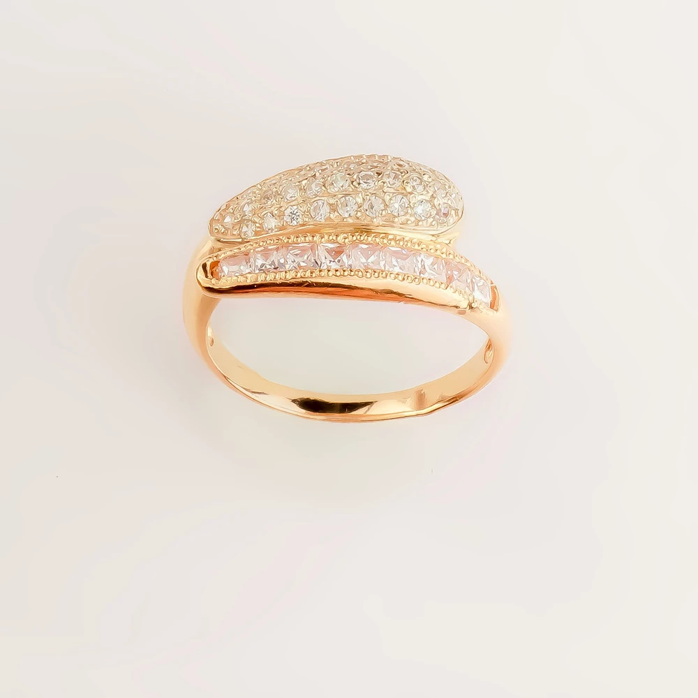 Кольцо с фианитом из красного золота 585 пробы