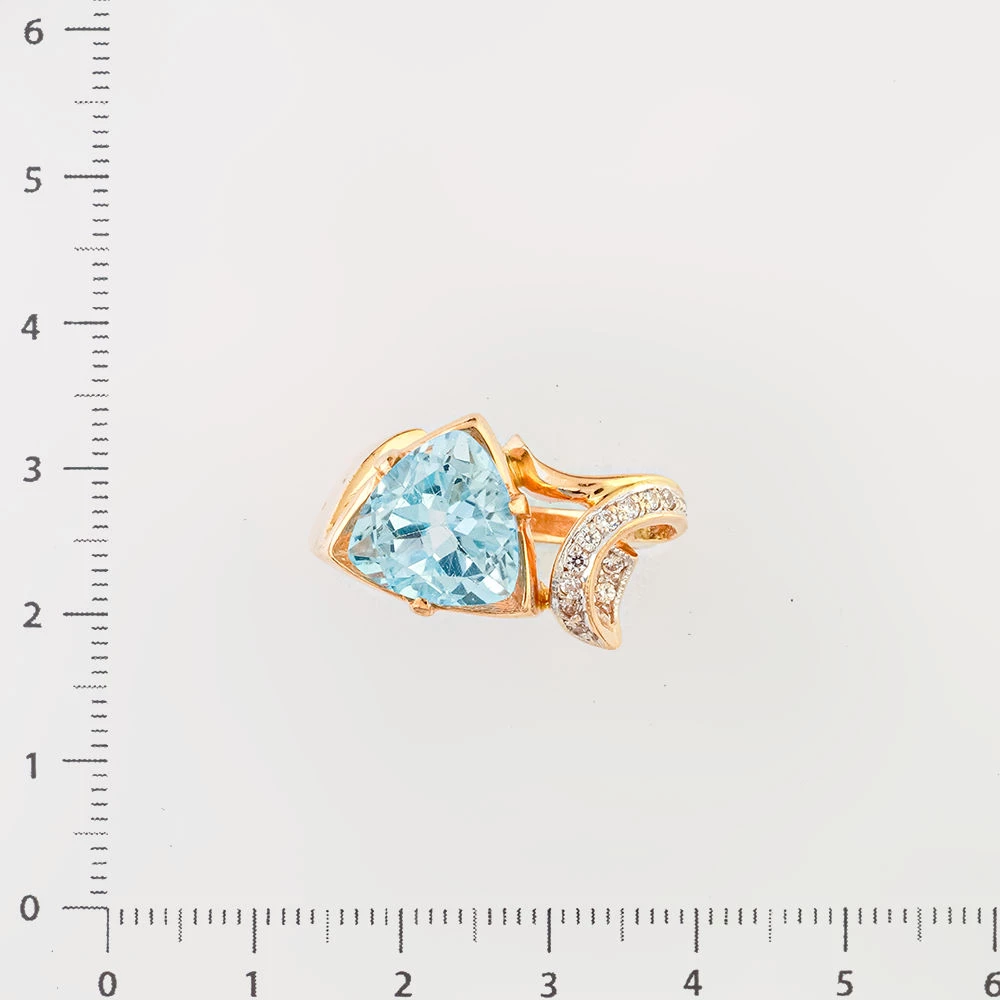 Кольцо с топазом из красного золота 585 пробы