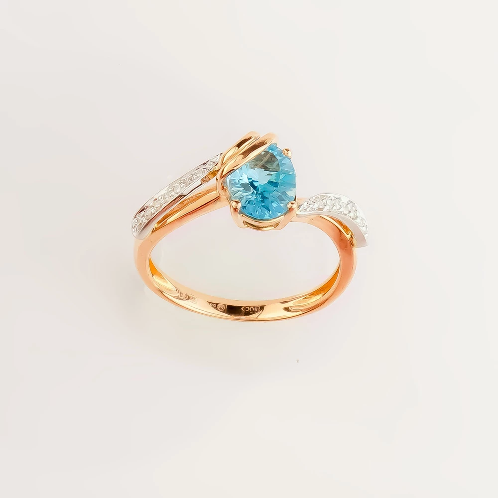 Кольцо с топазом из красного золота 585 пробы