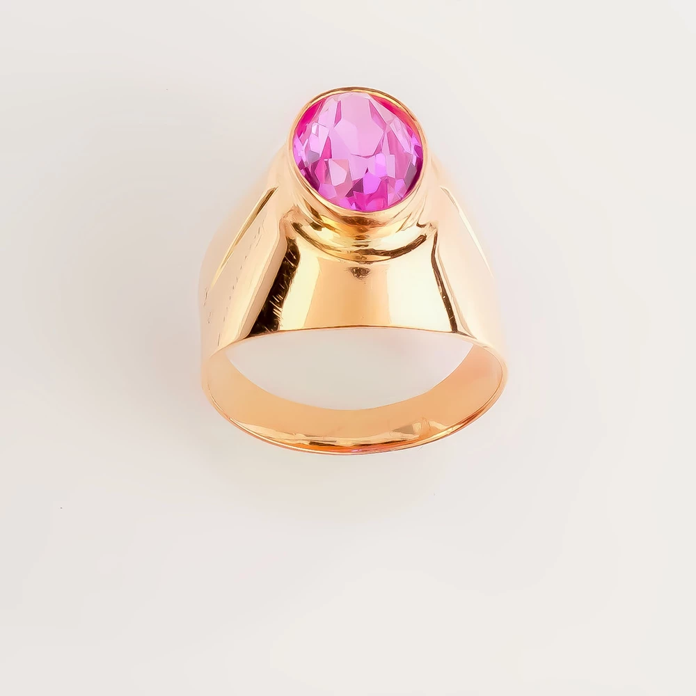 Кольцо с фианитом из красного золота 583 пробы