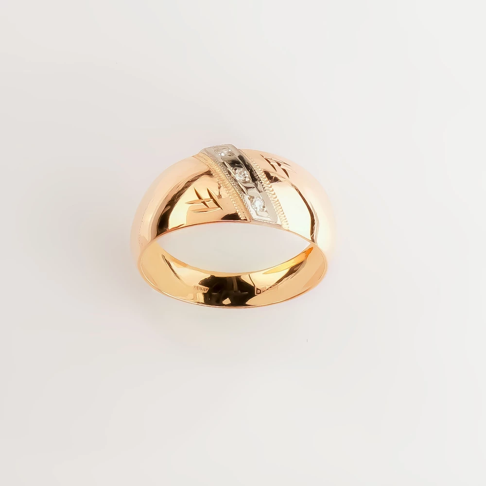 Кольцо с бриллиантом из красного золота 585 пробы