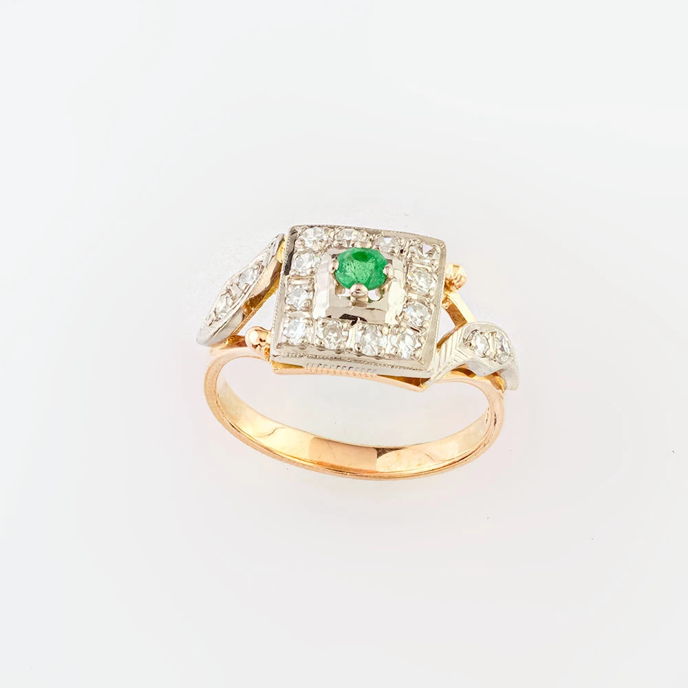 Кольцо с изумрудом из красного золота 583 пробы