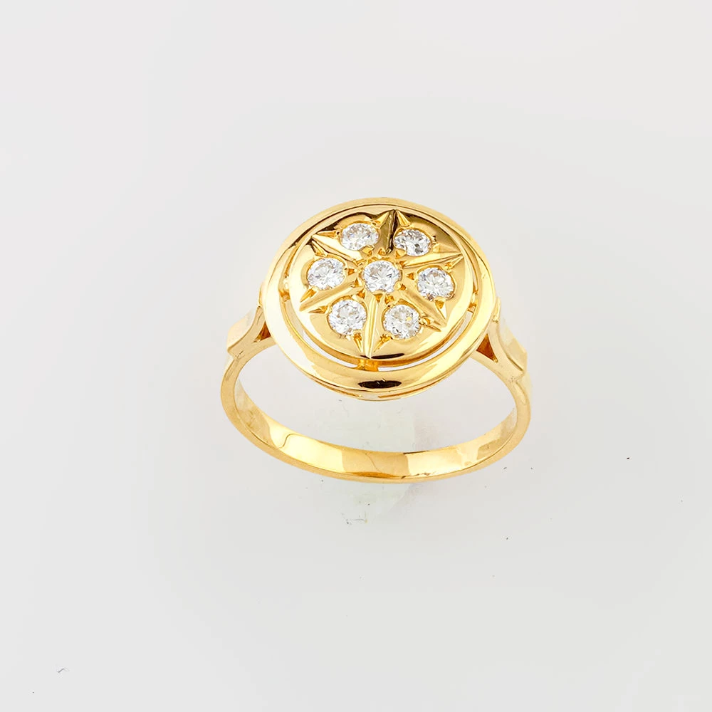 Кольцо с бриллиантом из желтого золота 750 пробы