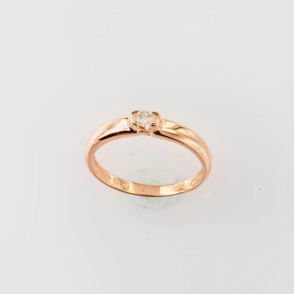 Кольцо с бриллиантом из красного золота 585 пробы