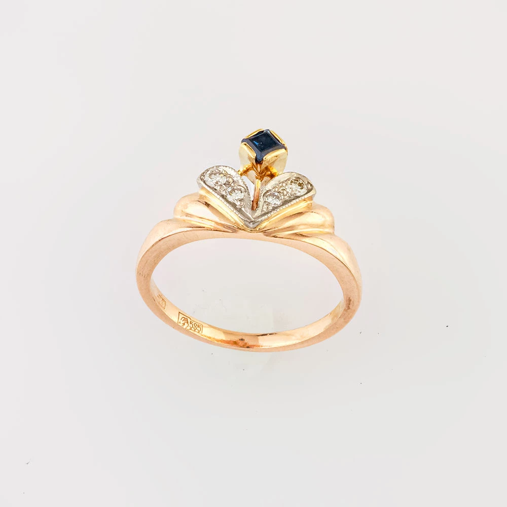 Кольцо с сапфиром из красного золота 585 пробы