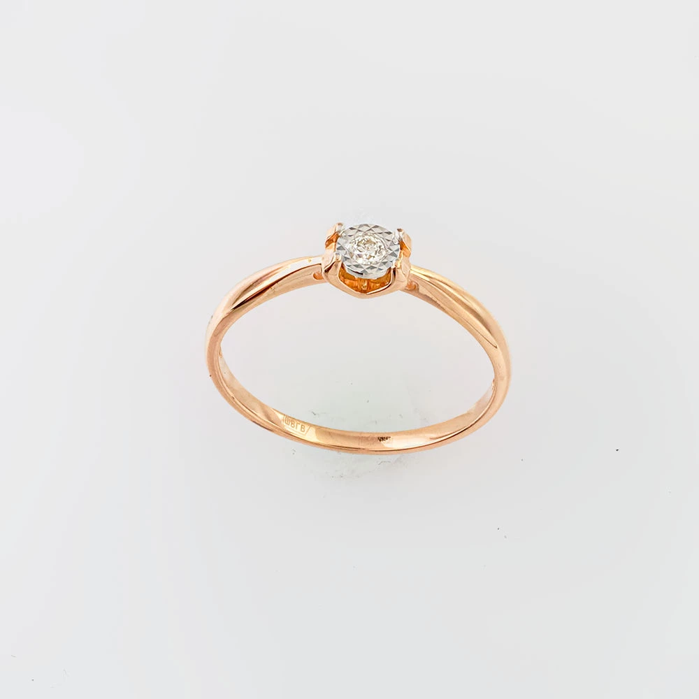 Кольцо с бриллиантом из красного золота 585 пробы