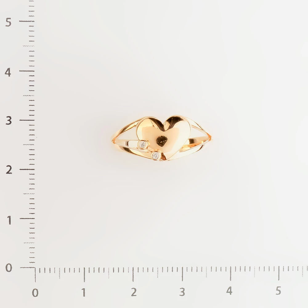 Кольцо с фианитом из красного золота 585 пробы