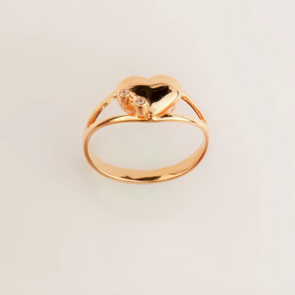 Кольцо с фианитом из красного золота 585 пробы