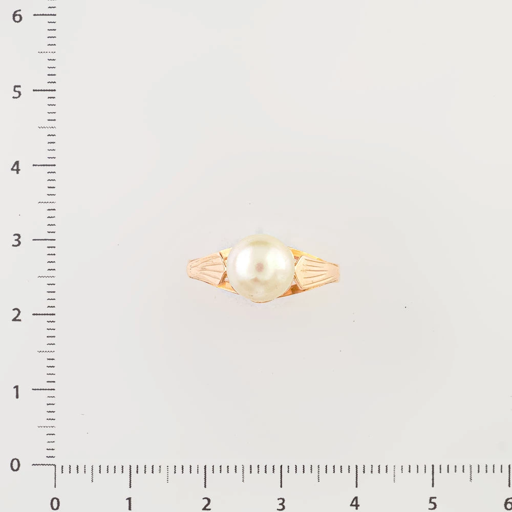 Кольцо с культивированным жемчугом из красного золота 583 пробы