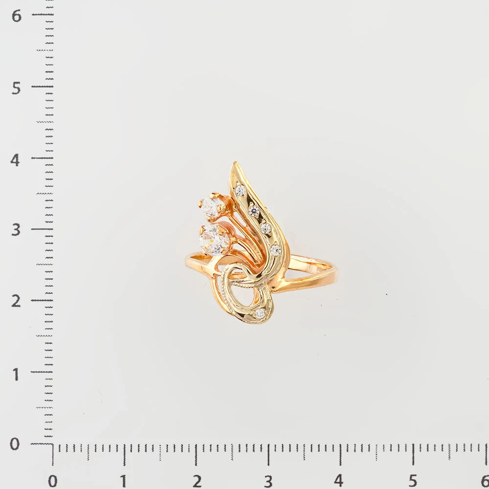 Кольцо с фианитом из красного золота 585 пробы