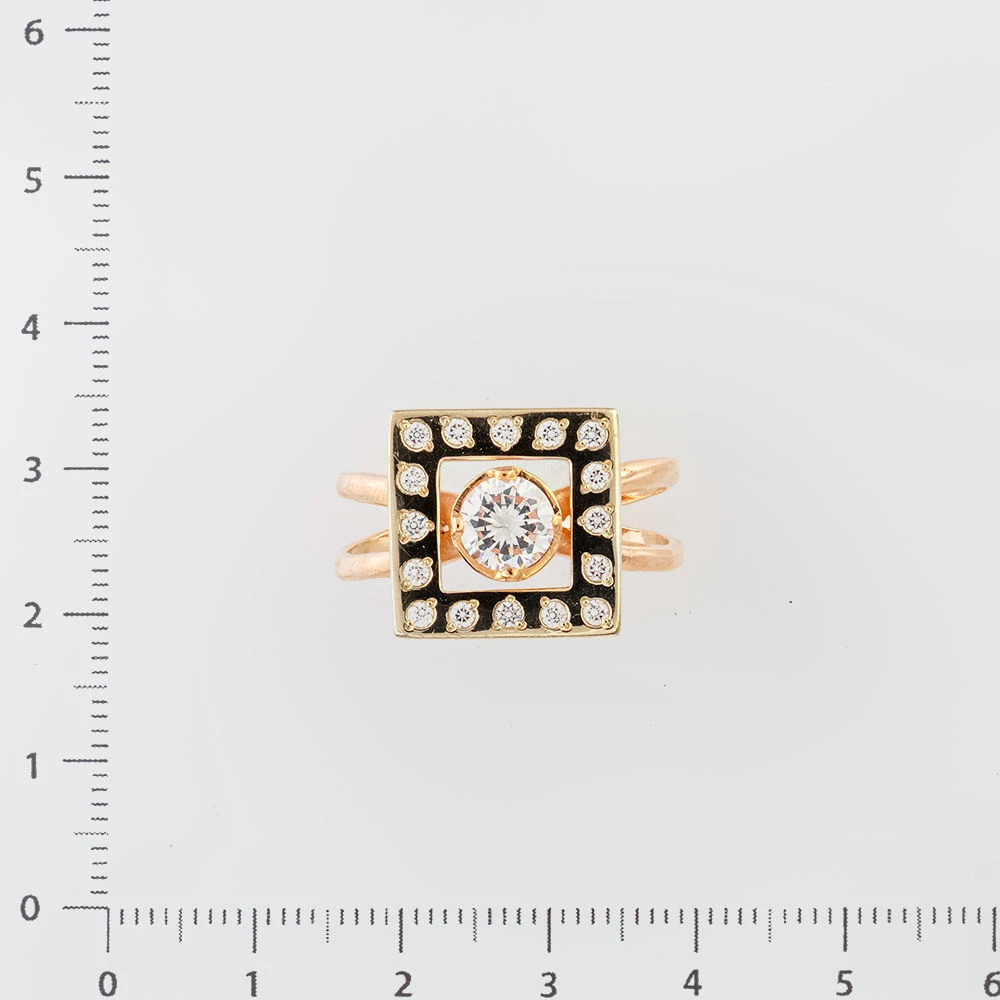 Кольцо с фианитом из красного золота 585 пробы