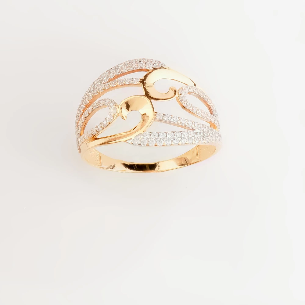 Кольцо с фианитом из красного золота 585 пробы