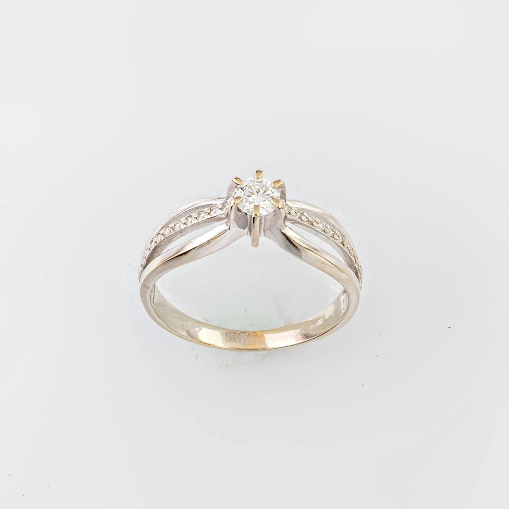 Кольцо с бриллиантом из белого золота 585 пробы