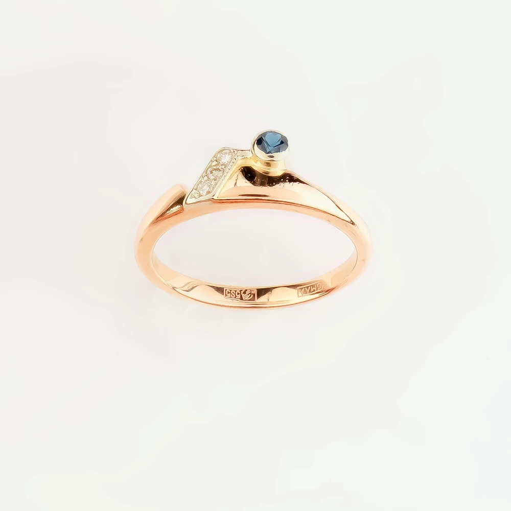 Кольцо с сапфиром из красного золота 585 пробы