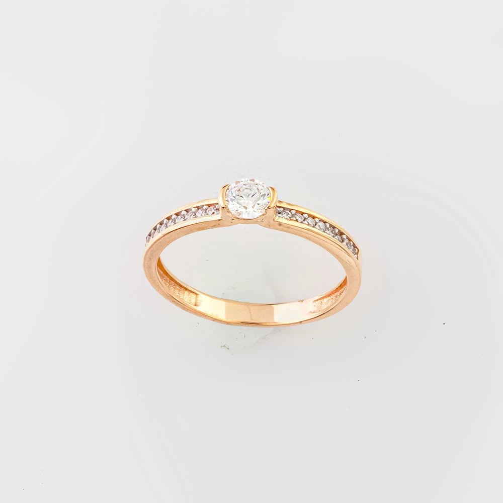 Кольцо с фианитом из красного золота 585 пробы