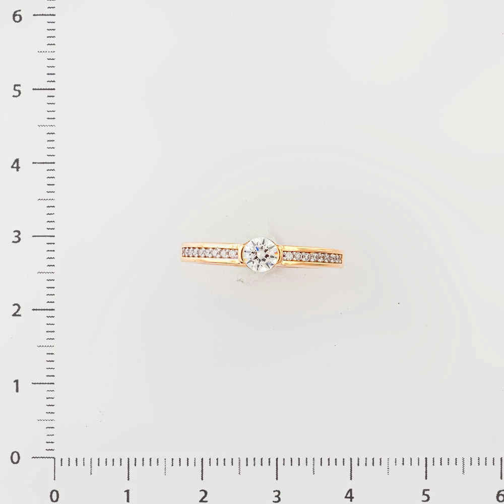 Кольцо с фианитом из красного золота 585 пробы