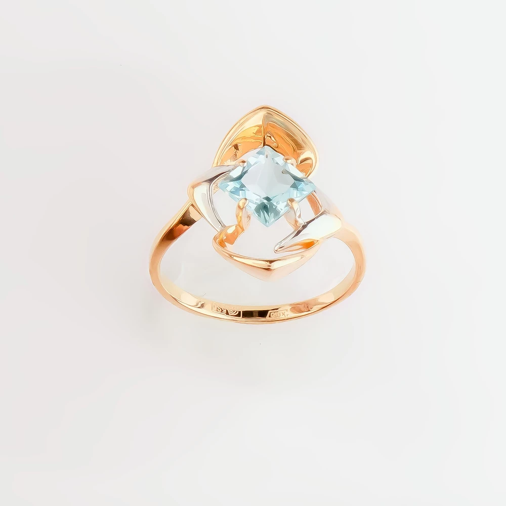 Кольцо с топазом из красного золота 585 пробы