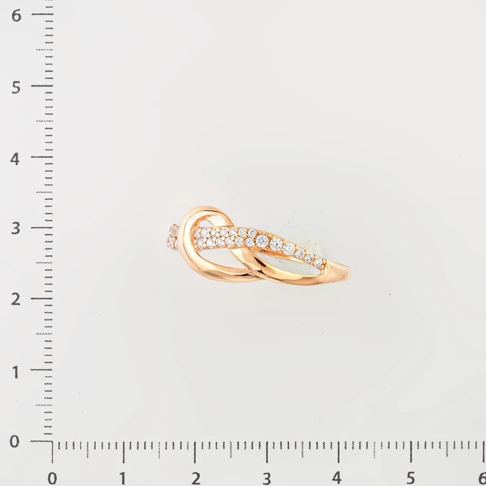 Кольцо с фианитом из красного золота 585 пробы