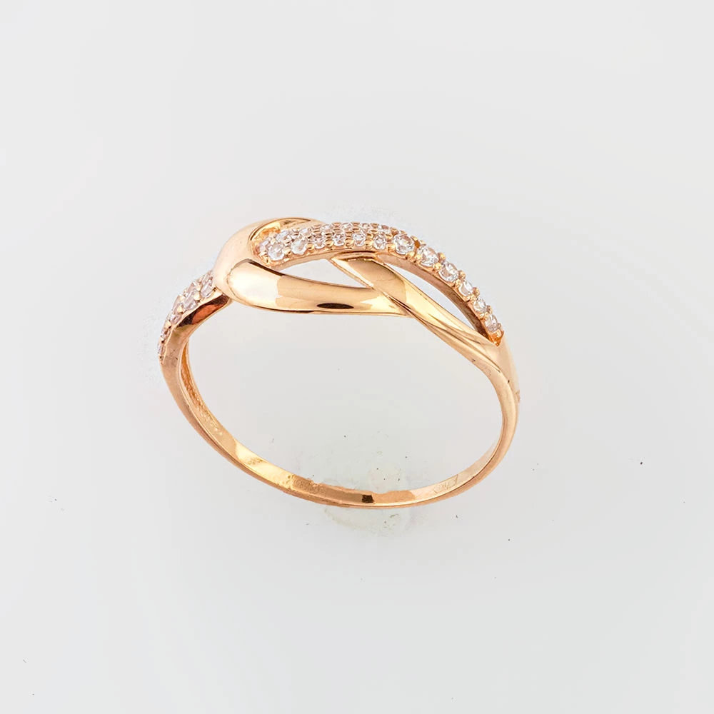 Кольцо с фианитом из красного золота 585 пробы