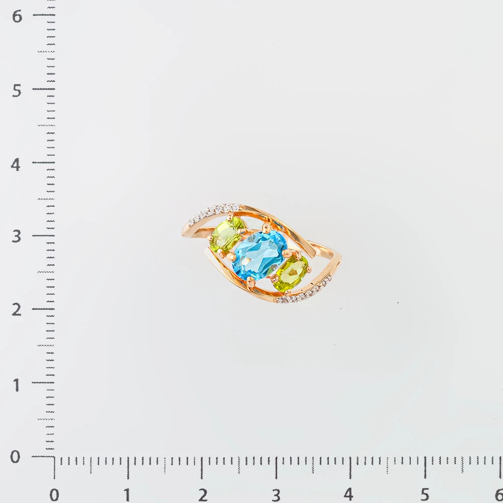 Кольцо с топазом из красного золота 585 пробы