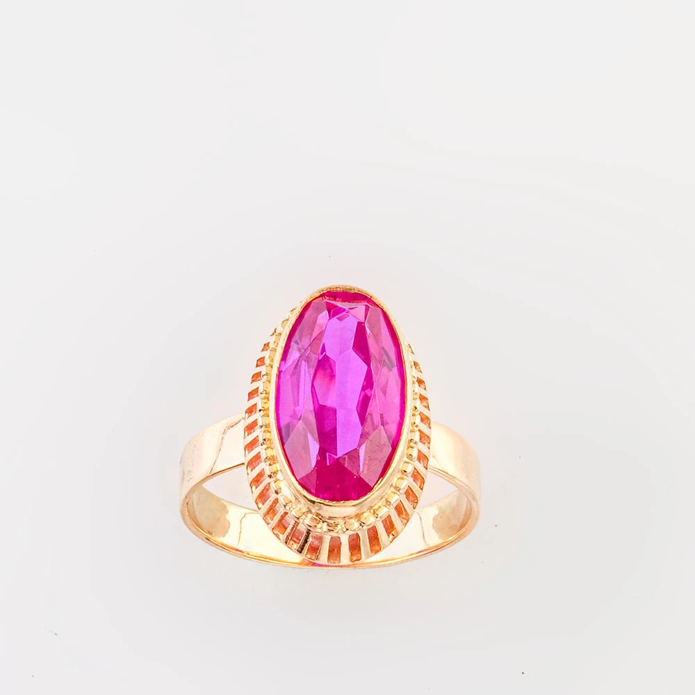 Кольцо с фианитом из красного золота 583 пробы