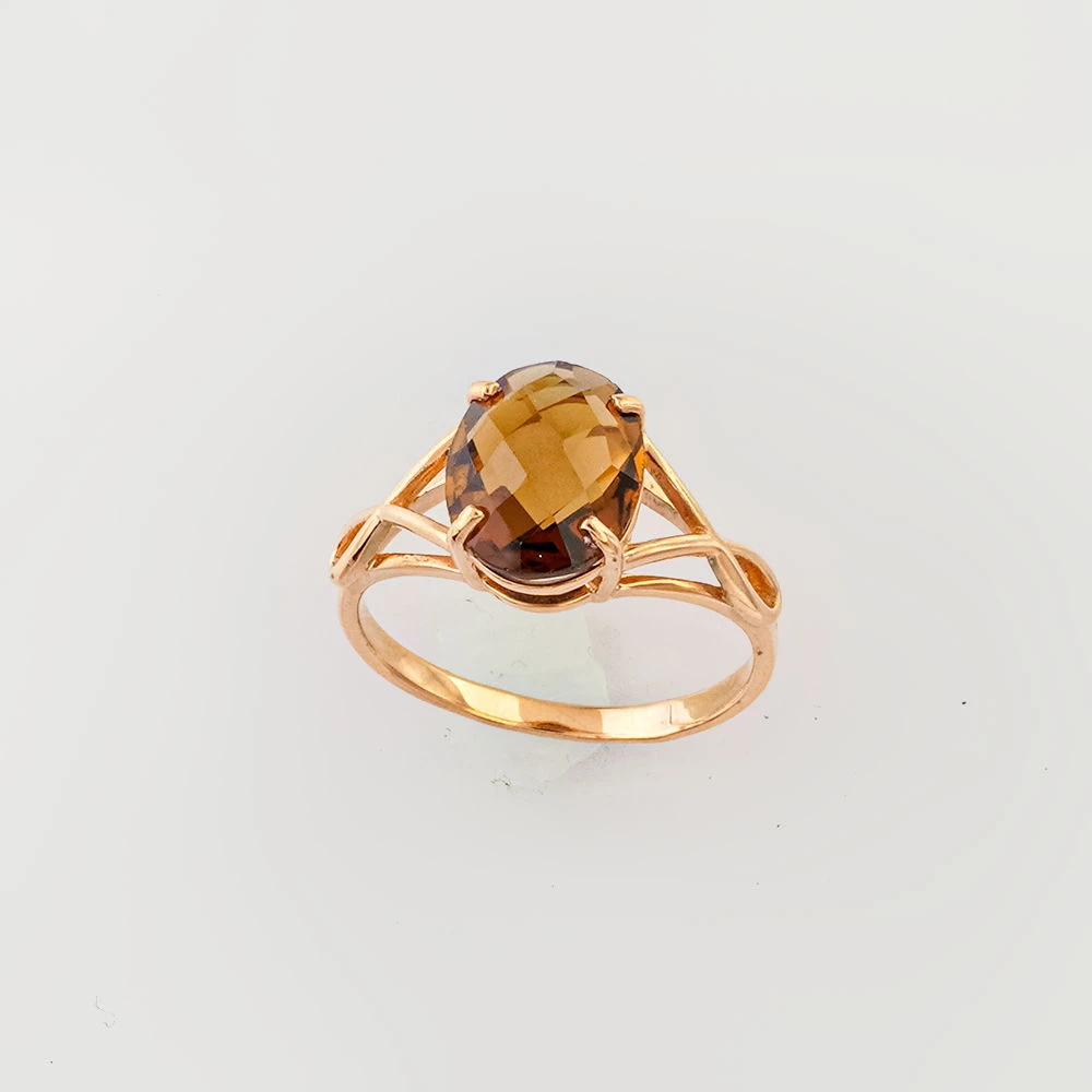 Кольцо с султанитом синтетическим из красного золота 585 пробы