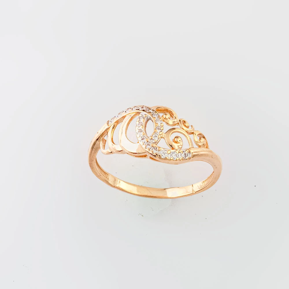 Кольцо с фианитом из красного золота 585 пробы