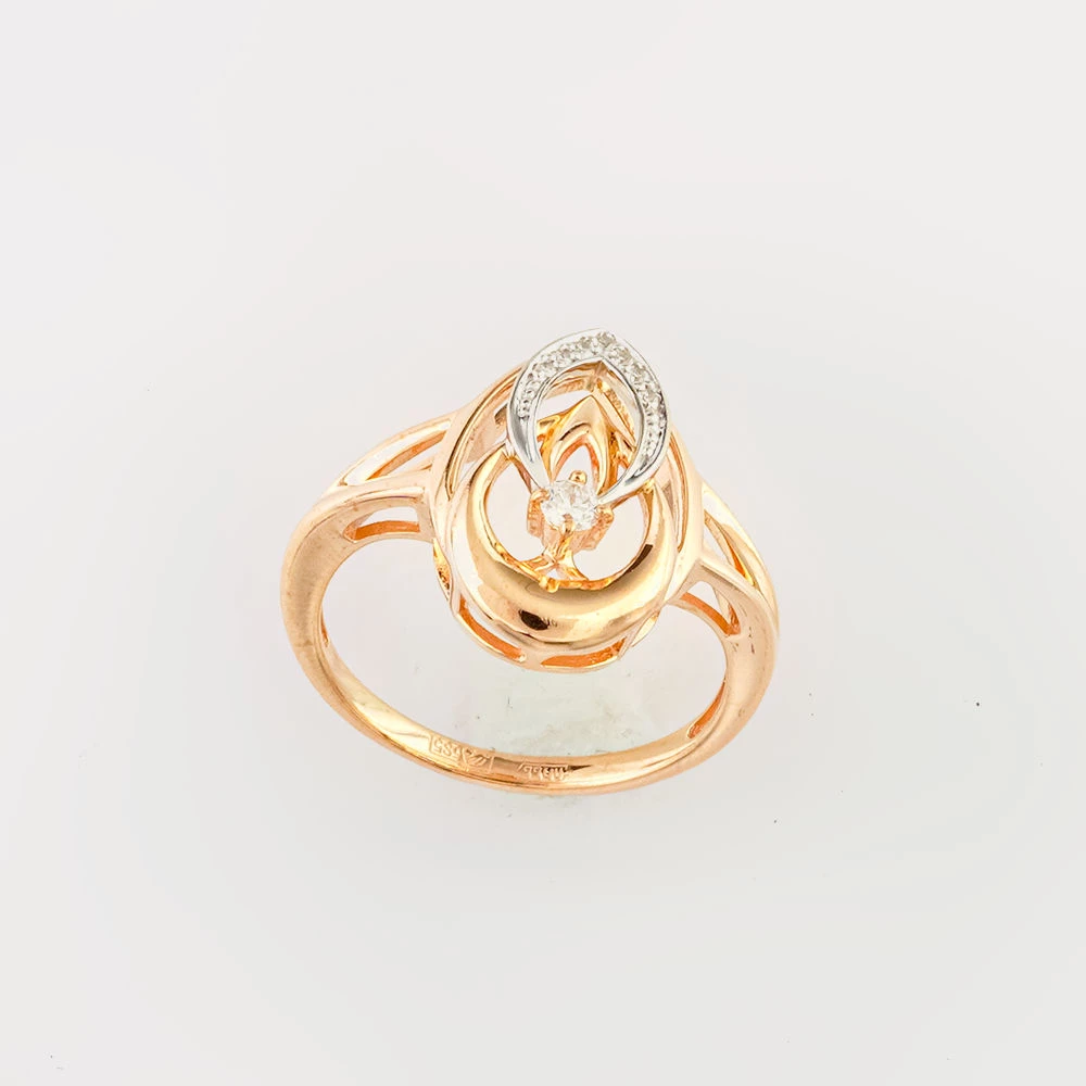 Кольцо с бриллиантом из красного золота 585 пробы