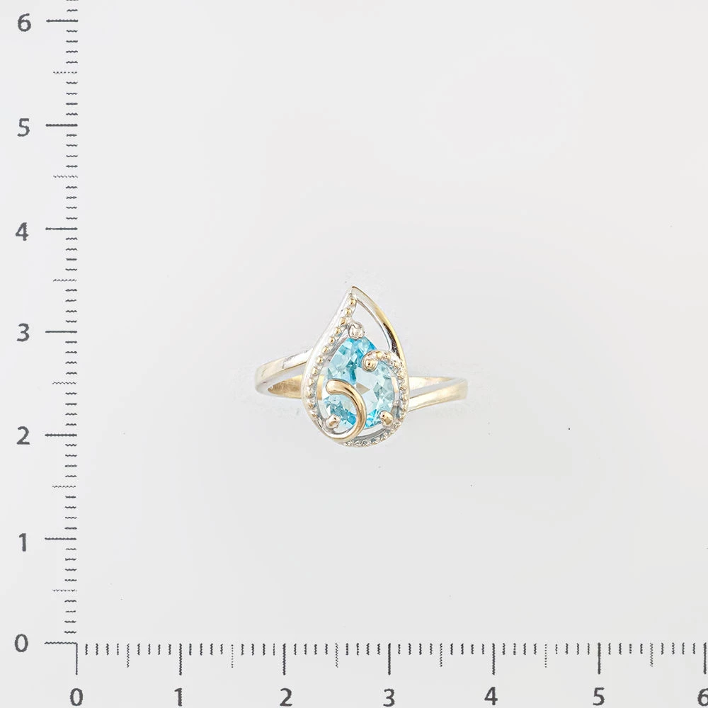 Кольцо с топазом из белого золота 585 пробы