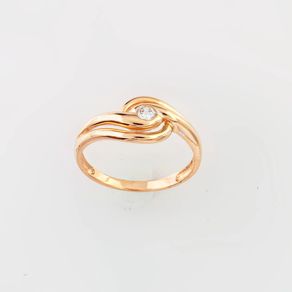 Кольцо с фианитом из красного золота 585 пробы