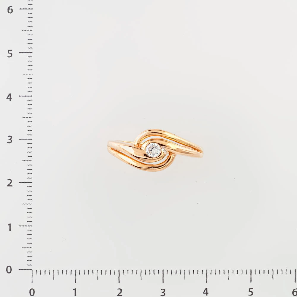 Кольцо с фианитом из красного золота 585 пробы