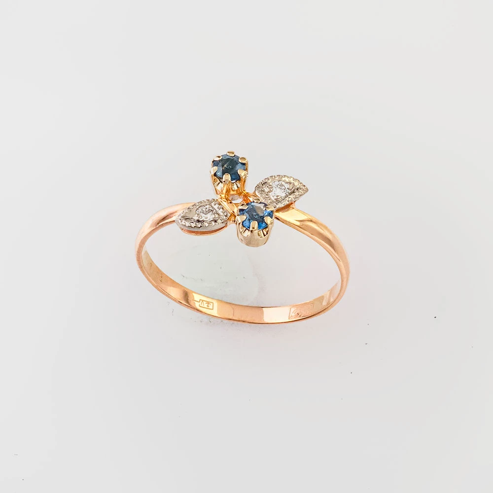 Кольцо с сапфиром из красного золота 585 пробы